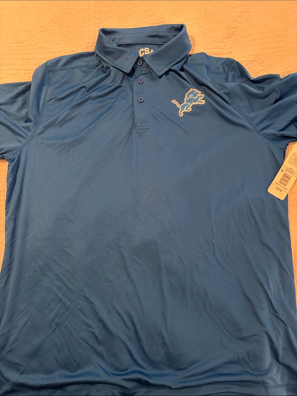 Detroit Lions Blue Polo Shirt - CSA XL NWT